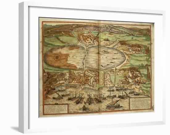 Map of Tunis, Tunisia, from Civitates Orbis Terrarum by Georg Braun and Franz Hogenberg-null-Framed Giclee Print