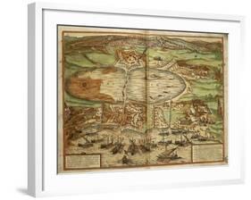 Map of Tunis, Tunisia, from Civitates Orbis Terrarum by Georg Braun and Franz Hogenberg-null-Framed Giclee Print