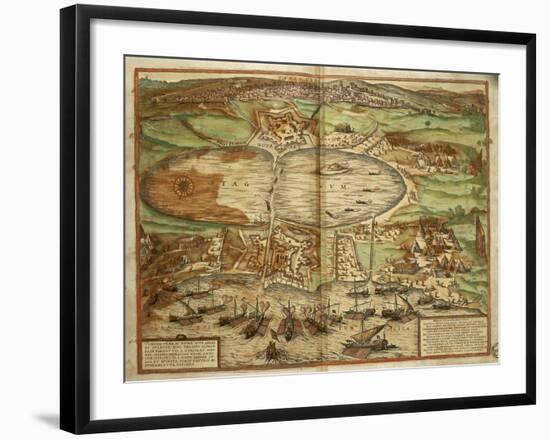 Map of Tunis, Tunisia, from Civitates Orbis Terrarum by Georg Braun and Franz Hogenberg-null-Framed Giclee Print