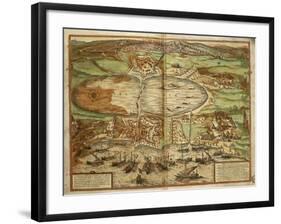 Map of Tunis, Tunisia, from Civitates Orbis Terrarum by Georg Braun and Franz Hogenberg-null-Framed Giclee Print