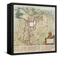 Map of Turin-null-Framed Stretched Canvas