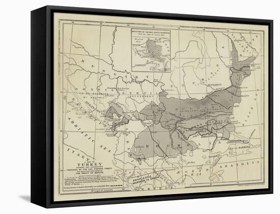 Map of Turkey-null-Framed Stretched Canvas