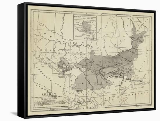 Map of Turkey-null-Framed Stretched Canvas