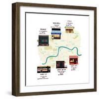 Map Of Unique London Eateries And Bars-Claire Huntley-Framed Giclee Print