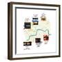 Map Of Unique London Eateries And Bars-Claire Huntley-Framed Giclee Print