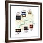 Map Of Unique London Eateries And Bars-Claire Huntley-Framed Giclee Print