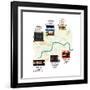 Map Of Unique London Eateries And Bars-Claire Huntley-Framed Giclee Print