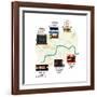 Map Of Unique London Eateries And Bars-Claire Huntley-Framed Giclee Print