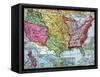 Map of United States Expansion-null-Framed Stretched Canvas