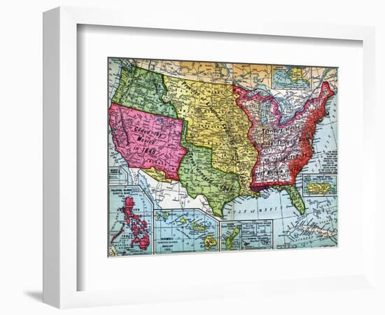 Map of United States Expansion-null-Framed Giclee Print