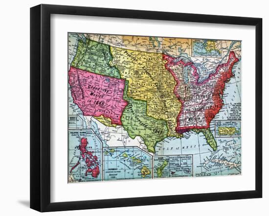 Map of United States Expansion-null-Framed Giclee Print