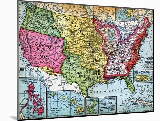 Map of United States Expansion-null-Mounted Giclee Print