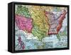 Map of United States Expansion-null-Framed Stretched Canvas