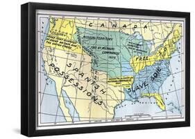 Map of United States (Free and Slave Territorries, 1820) Art Poster Print-null-Framed Poster