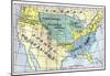 Map of United States (Free and Slave Territorries, 1820) Art Poster Print-null-Mounted Poster