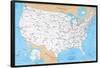 Map Of USA- Road Map-null-Framed Poster