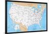 Map Of USA- Road Map-null-Lamina Framed Poster