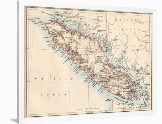 Map of Vancouver Island, British Columbia, Canada, 1870s-null-Framed Giclee Print