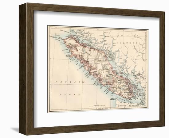 Map of Vancouver Island, British Columbia, Canada, 1870s-null-Framed Giclee Print