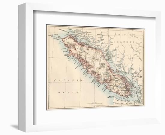 Map of Vancouver Island, British Columbia, Canada, 1870s-null-Framed Giclee Print