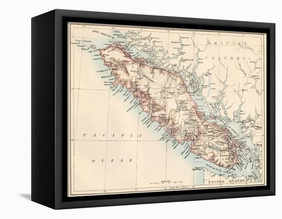 Map of Vancouver Island, British Columbia, Canada, 1870s-null-Framed Stretched Canvas