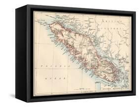 Map of Vancouver Island, British Columbia, Canada, 1870s-null-Framed Stretched Canvas