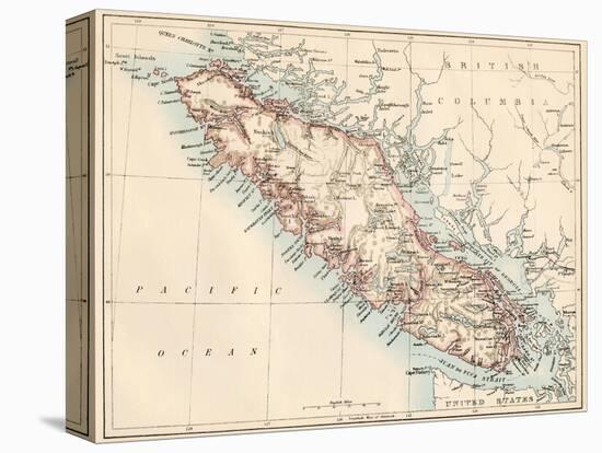 Map of Vancouver Island, British Columbia, Canada, 1870s-null-Stretched Canvas