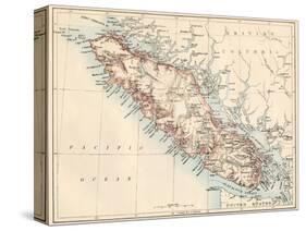 Map of Vancouver Island, British Columbia, Canada, 1870s-null-Stretched Canvas