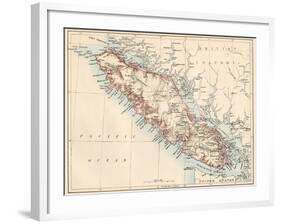 Map of Vancouver Island, British Columbia, Canada, 1870s-null-Framed Giclee Print