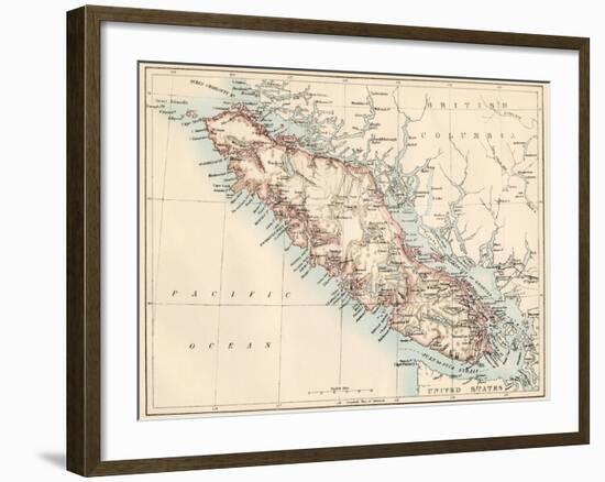 Map of Vancouver Island, British Columbia, Canada, 1870s-null-Framed Giclee Print