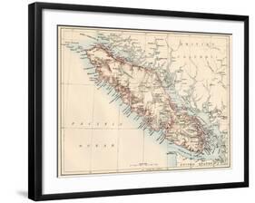 Map of Vancouver Island, British Columbia, Canada, 1870s-null-Framed Giclee Print