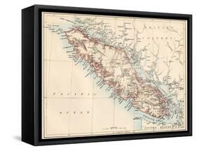 Map of Vancouver Island, British Columbia, Canada, 1870s-null-Framed Stretched Canvas