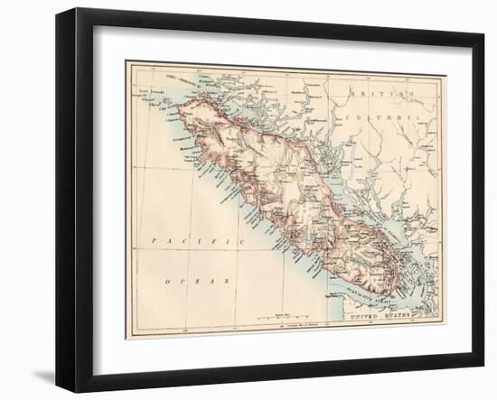 Map of Vancouver Island, British Columbia, Canada, 1870s-null-Framed Giclee Print