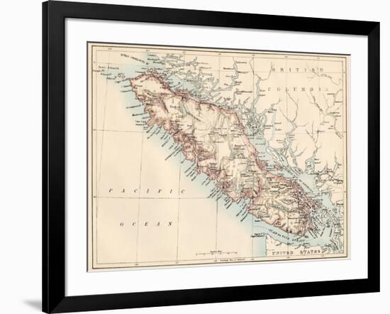 Map of Vancouver Island, British Columbia, Canada, 1870s-null-Framed Giclee Print