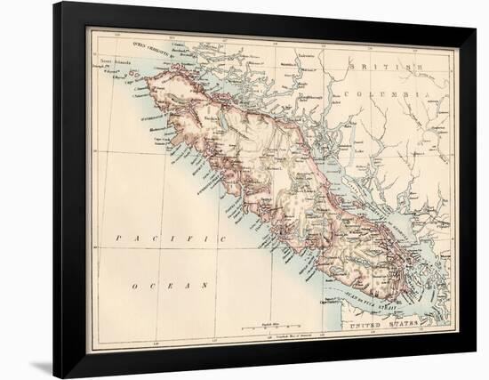 Map of Vancouver Island, British Columbia, Canada, 1870s-null-Framed Giclee Print