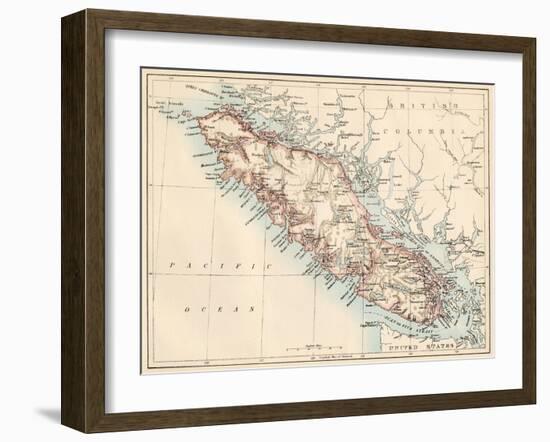 Map of Vancouver Island, British Columbia, Canada, 1870s-null-Framed Giclee Print