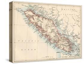 Map of Vancouver Island, British Columbia, Canada, 1870s-null-Stretched Canvas