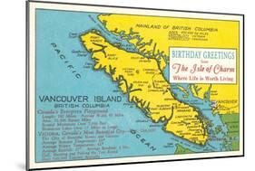 Map of Vancouver Island, Canada-null-Mounted Art Print