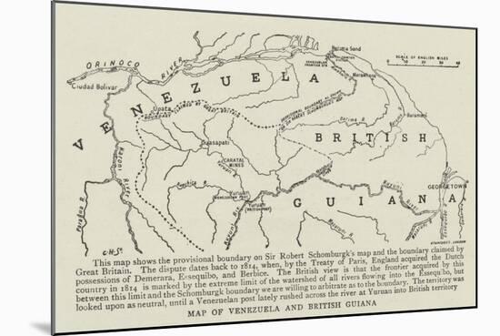 Map of Venezuela and British Guiana-null-Mounted Giclee Print