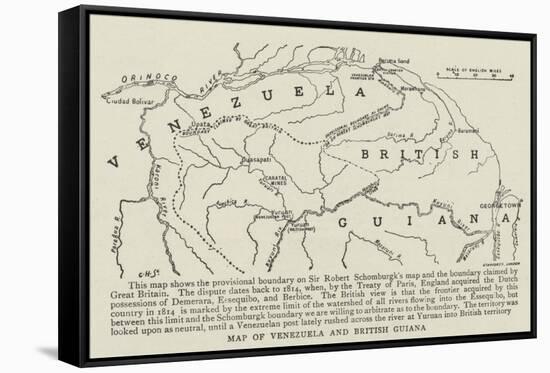 Map of Venezuela and British Guiana-null-Framed Stretched Canvas