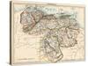 Map of Venezuela, around 1870 - Lithography 19Th Century (Map of Venezuela, 1870S - Color Lithograp-null-Stretched Canvas