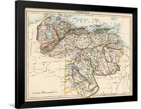 Map of Venezuela, around 1870 - Lithography 19Th Century (Map of Venezuela, 1870S - Color Lithograp-null-Framed Giclee Print