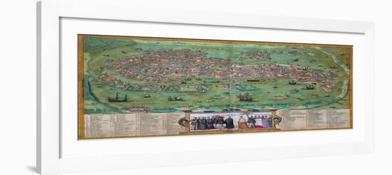 Map of Venice, from "Civitates Orbis Terrarum" by Georg Braun and Frans Hogenberg, circa 1572-Joris Hoefnagel-Framed Giclee Print