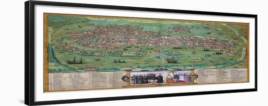 Map of Venice, from "Civitates Orbis Terrarum" by Georg Braun and Frans Hogenberg, circa 1572-Joris Hoefnagel-Framed Giclee Print