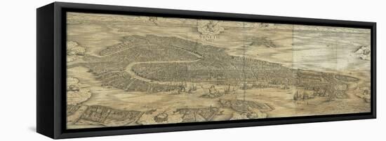 Map of Venice in 1500-Jacopo De Barbari-Framed Stretched Canvas