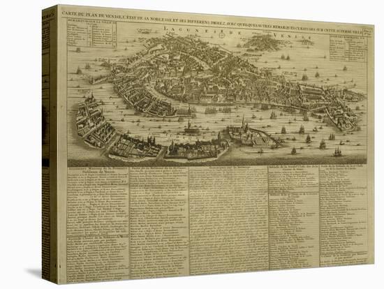 Map of Venice, Published by H. Chatelain in Amsterdam, 1728-French School-Stretched Canvas