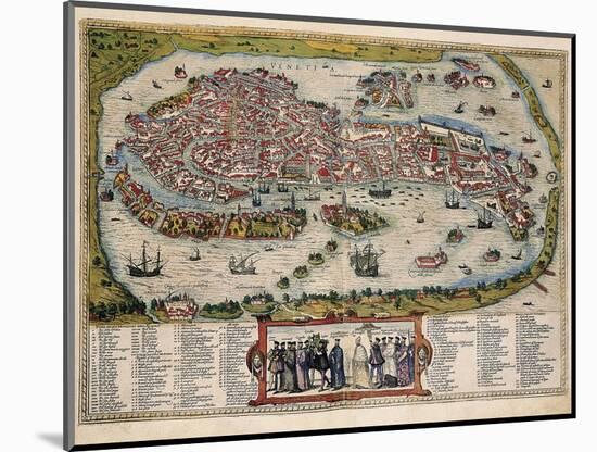 Map of Venice-Abraham Ortelius-Mounted Art Print