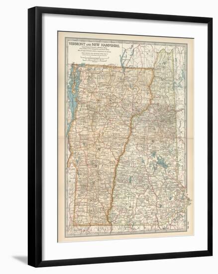 Map of Vermont and New Hampshire, United States-Encyclopaedia Britannica-Framed Art Print