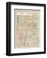 Map of Vermont and New Hampshire, United States-Encyclopaedia Britannica-Framed Art Print