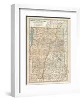 Map of Vermont and New Hampshire, United States-Encyclopaedia Britannica-Framed Art Print